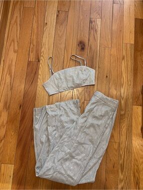 Silver Sparkle Two-Piece Pants Set - Women